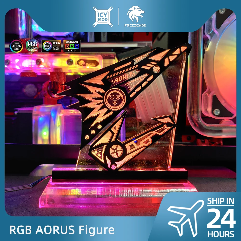 A-rgb Aorus Figura 5v3pin Gigabyte Águia Crença Chassi Decoração Aorus pc Led Iluminação Arco-íris Mod Acrílico Painel de Iluminação Ventiladores e resfriadores