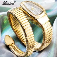 top brand missfox women watches business luxury snake shape simple with diamond watch waterproof dive ladies aaa jewelry clocks