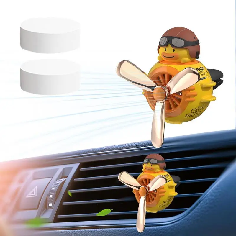 

Cute Car Diffuser Cartoon Pilot Outlet Fan Creative Rotating Propeller Air Freshener With 2 Aromatherapy Tablet Fan Aromatherapy