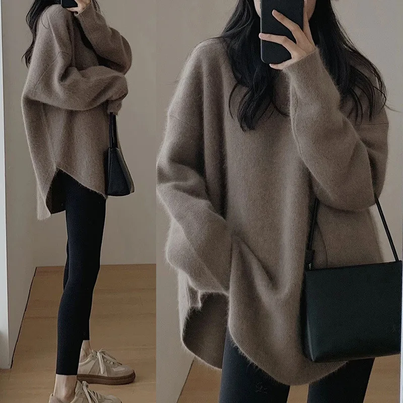 

Sweaters For Womens Clothing 2023 Knitting Cashmere Autumn Winter Thicken Warm Long Sleeve Top Pullovers Knitwears Sweater
