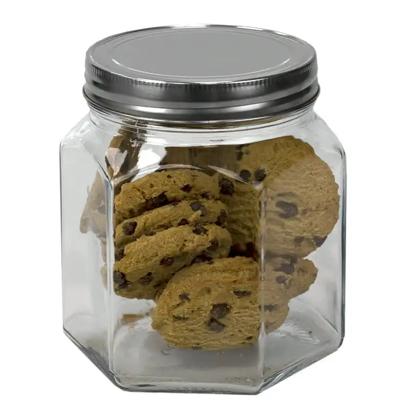 

Маленький шестигранный стеклянный контейнер, прозрачный, 26 унций