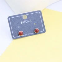 zfsilver fashion trendy real s925 sterling silver kroean fresh red square stud earrings jewelry for women charm party girl gifts