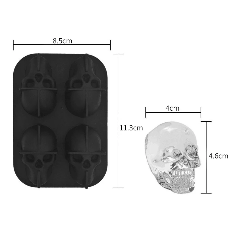 2024 Новый 3D лоток для кубиков льда с черепом и силиконовой воронкой гибкие 4