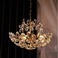 modern crystal flower chandelier led lighting french lustre crystal chandeliers retro bedroom restaurant light decor luxury lamp