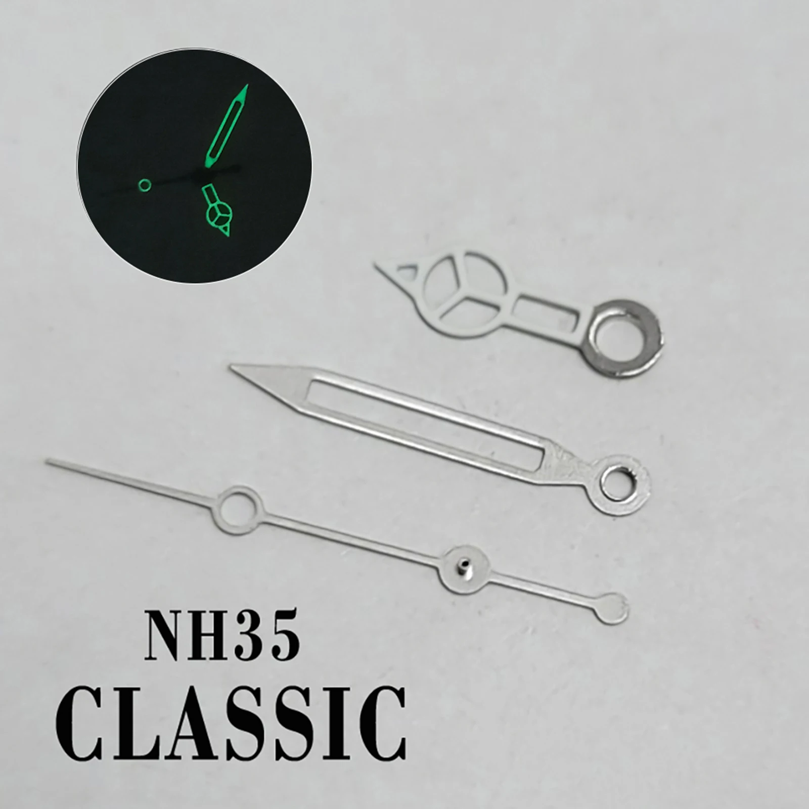 

Hollow Three-pin Watch Pointer Green Luminous Watch Hands for NH35 NH36 Watch Movement Modification Accessories
