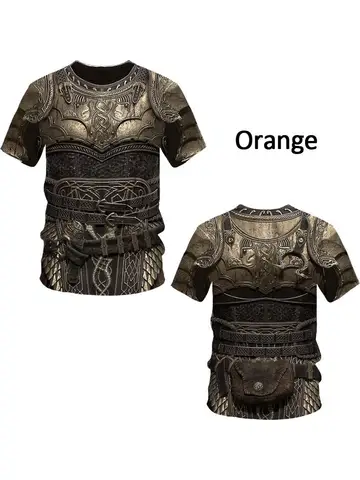 Новые средневековые доспехи, футболки с 3D принтом, мужские повседневные забавные футболки с круглым вырезом и короткими рукавами, футболки большого размера, топы, мужская одежда