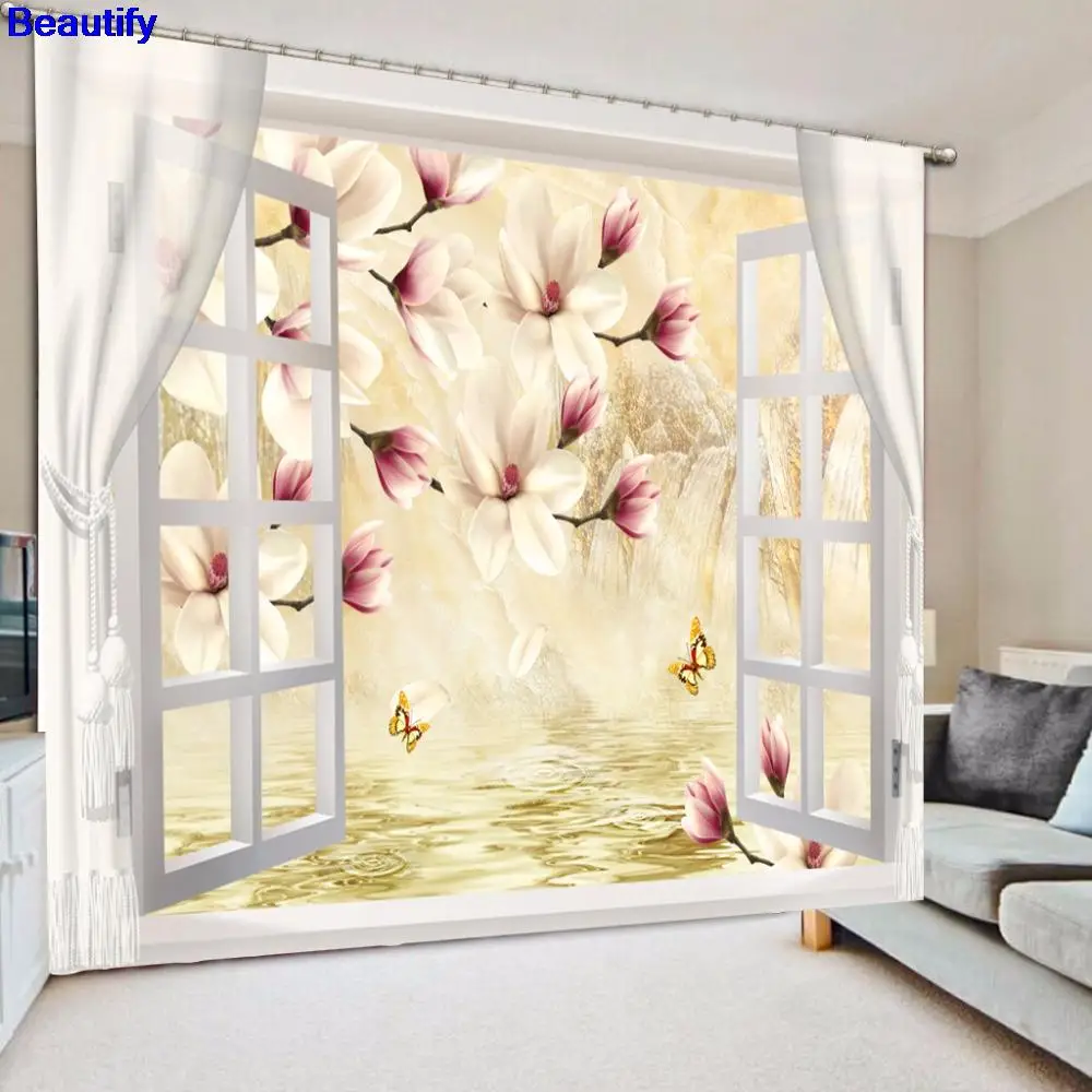 

Beautify 3D Curtains Modern Beautiful Curtains For Living room Bedroom desinge flower Window Decoration Girl Room Curtains