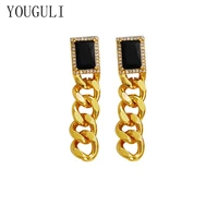s925 needle delicate jewelry hip hop chain earrings 2021 new trend zircon vintage black glass drop earrings for women gifts