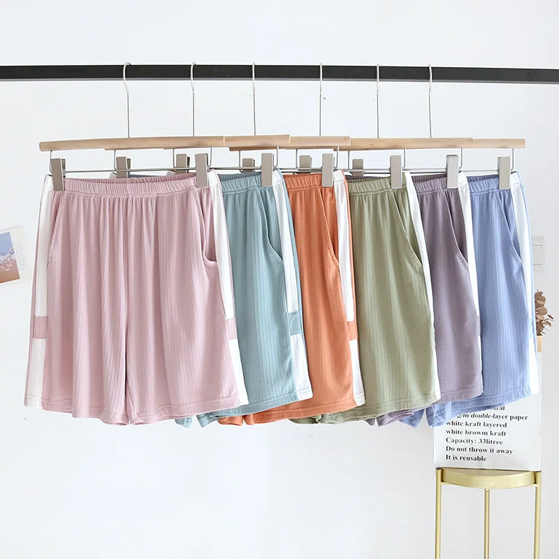 Women Short Sleeve T-Shirts Wide Leg Pants Half  Shorts Pair At Will Modal Jacquard homewear Summer Elastic Home Outing Clothes