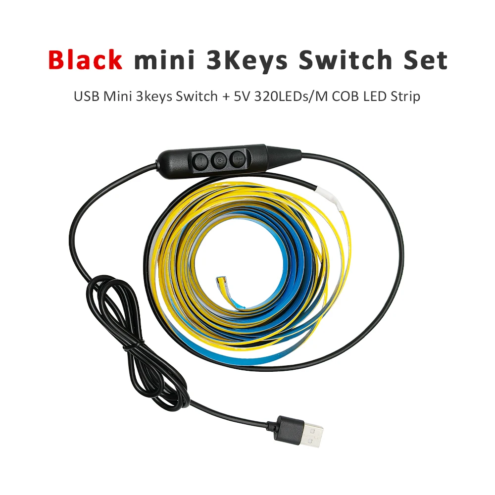 

USB Светодиодная лента COB 320LEDs/м теплый/нейтральный белый свет 3000-6500K 1м