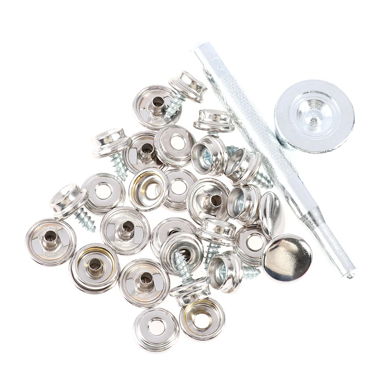 

30pcs/pack Snap Fastener Metal Canvas Capos Screw Kit Tent Marine Boat Canvas Cover Tools Sockets Buttons Car Canopy Accessories