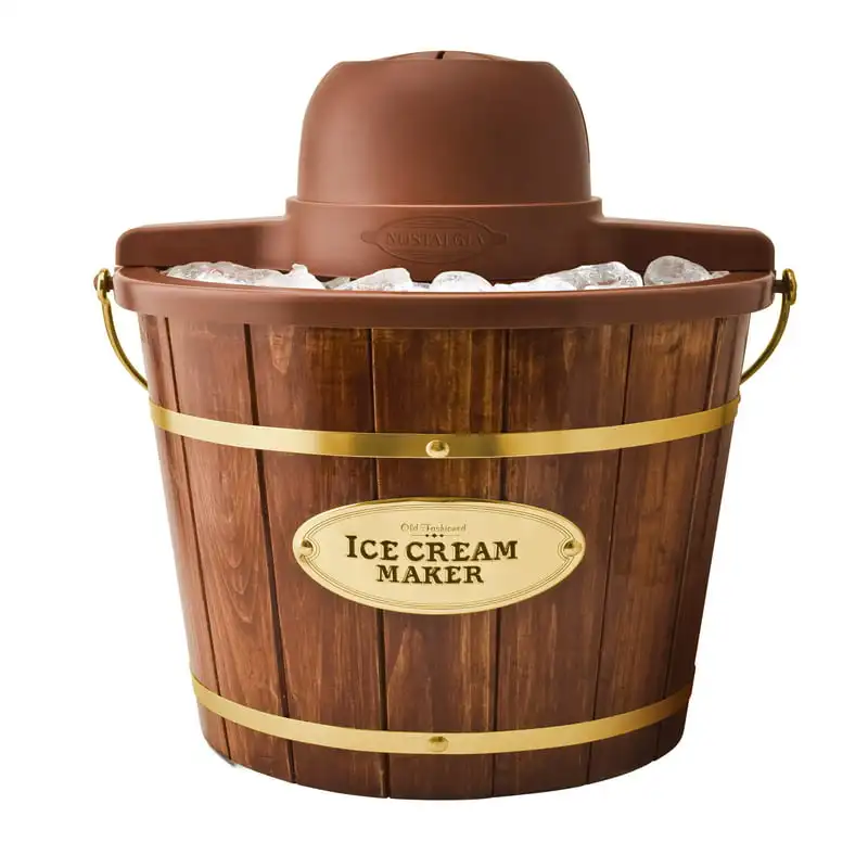 

Quart Wood Bucket Ice Cream Maker with Carry Handle