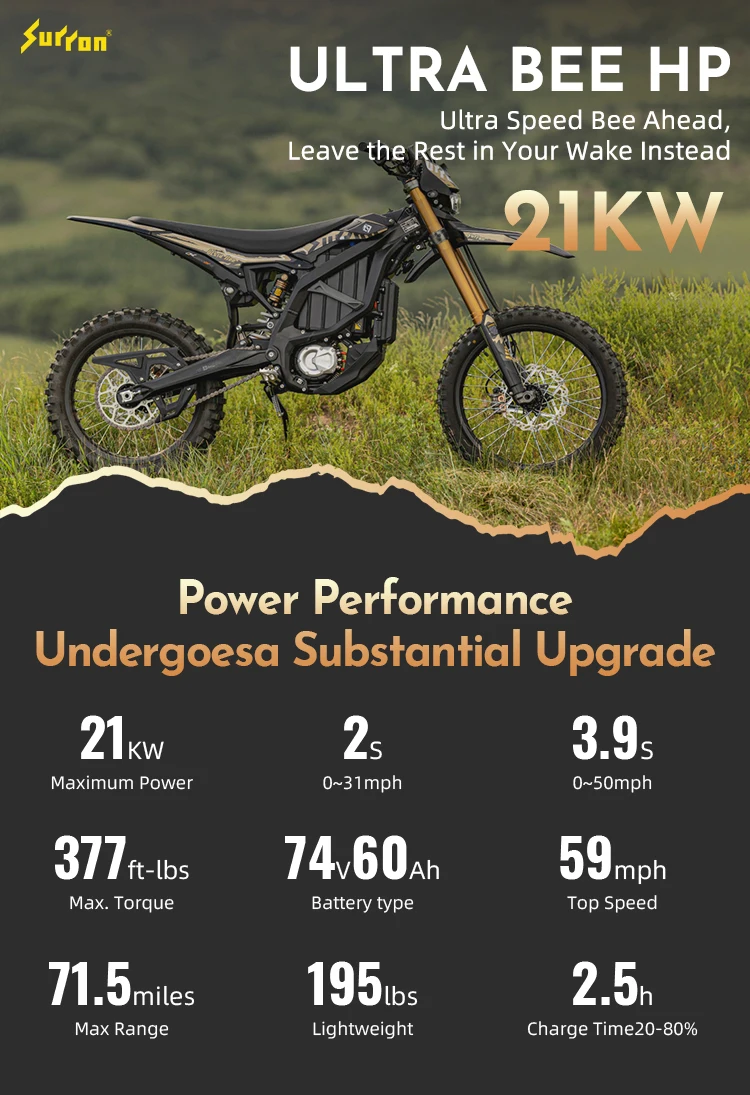 Электрический внедорожный велосипед Surron Ultra Bee 2025 с регенерирующим торможением Sur