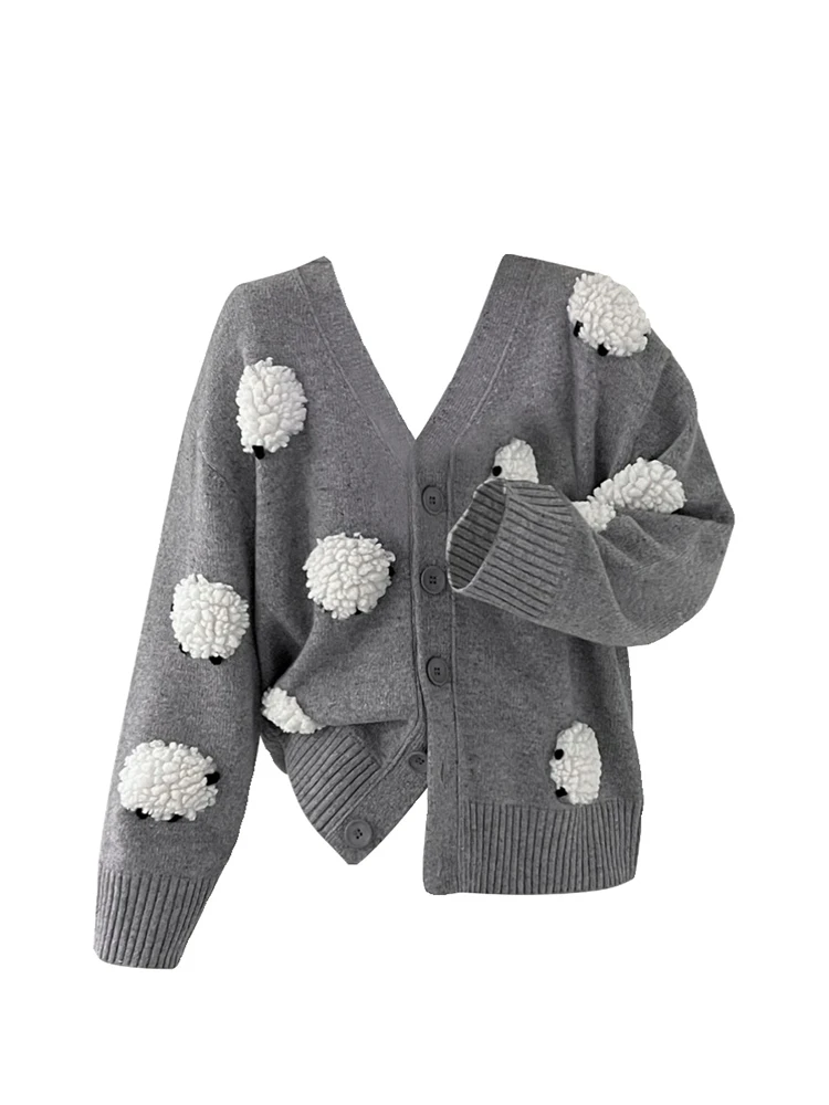 Женский однобортный Кардиган винтажный плотный Трикотажный Свитер оверсайз в