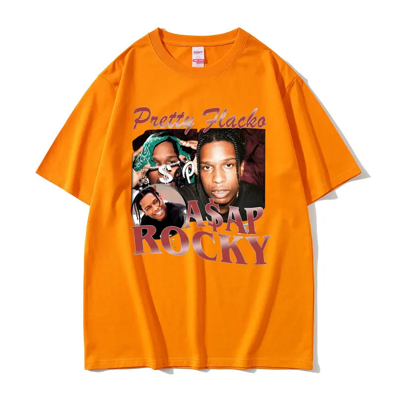 Limited Rapper ASAP Rocky Hip Hop Oversized Graphic T-shirts Men Women Fashion Casual Tshirt Regular Men's Pure Cotton T Shirt images - 6