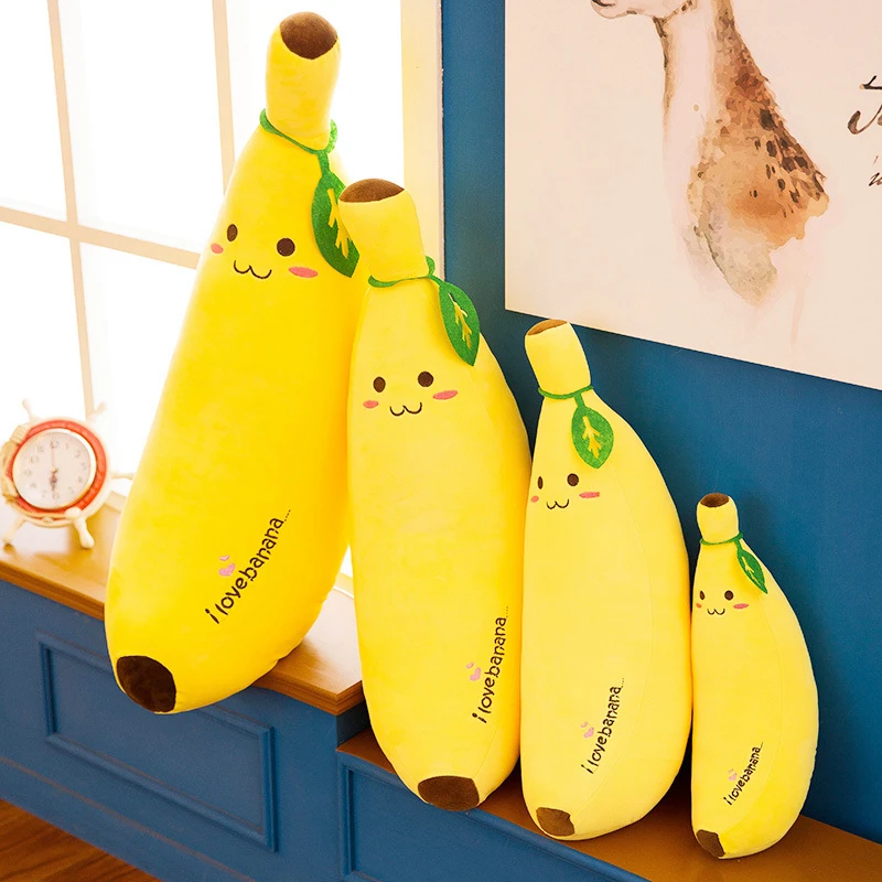 

Banana plush long cushion pillow creative fruit doll soft and cute sleeping with office lunch Christmas birthday gift girl