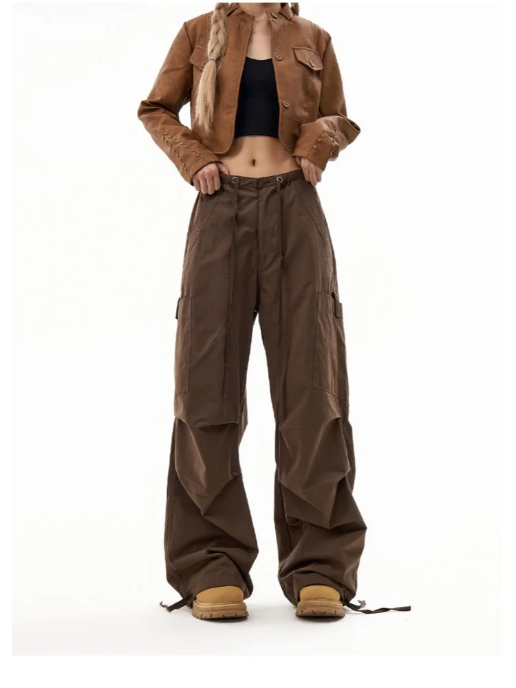 Уличная одежда DEEPTOWN Y2k в стиле хип-хоп с высокой талией и широкими штанинами