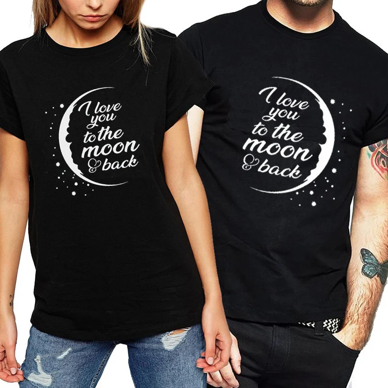 

Женские топы, подходящая одежда для пары, летняя новая парная футболка для влюбленных с надписью «I Love You To The Moon», забавная футболка