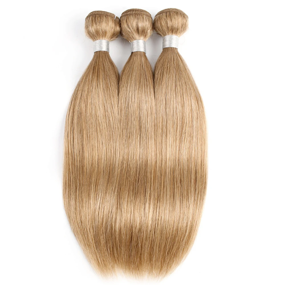 3 Bundles Color #27 Honey Blonde 300g/Lot Remy Indian Human Hair Extension 16-24 Inch Quality Thick Ends Hair Wefts