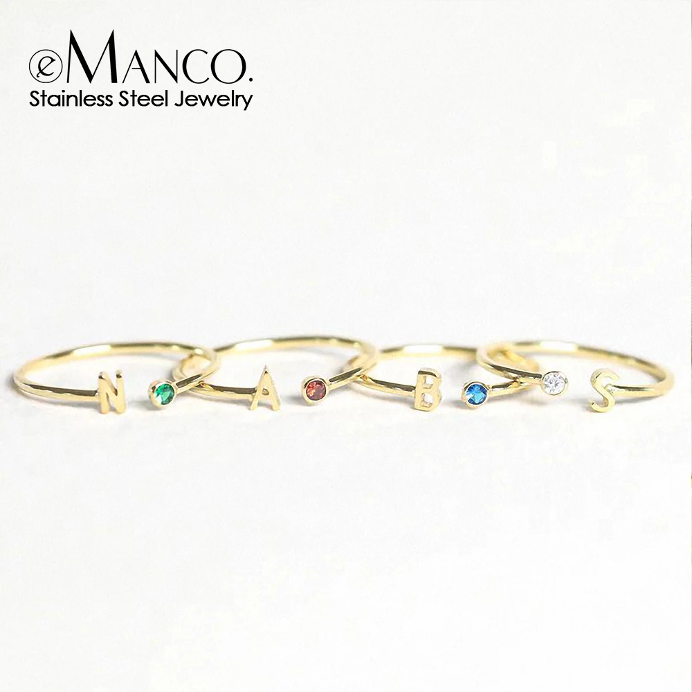 

Кольцо eManco с именем на заказ, кольцо с камнем по месяцу рождения, кольцо на заказ, ювелирное изделие из нержавеющей стали, женское Ювелирное кольцо