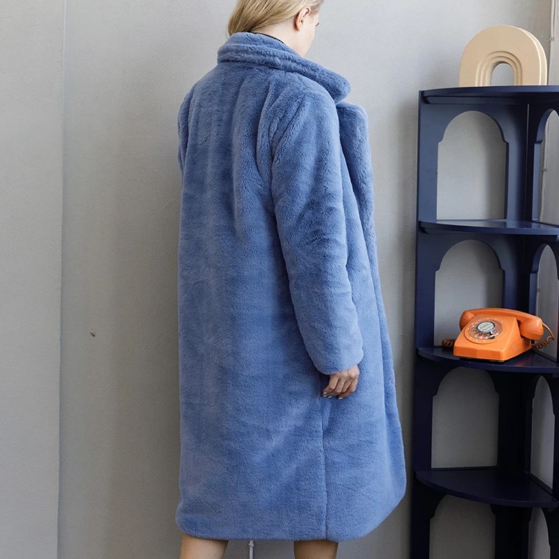 New Trending Products Female Winter Multi-color Plush Thick Warm Loose Women Faux Rabbit Fur Coat Loose Lapel Fur Coat Feminino