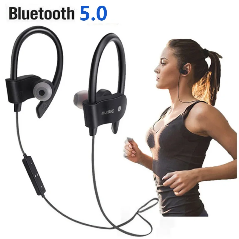 Auriculares deportivos inalámbricos con Bluetooth 5,0, Mini auriculares estéreo de música para correr, universales, de doble entrada 1