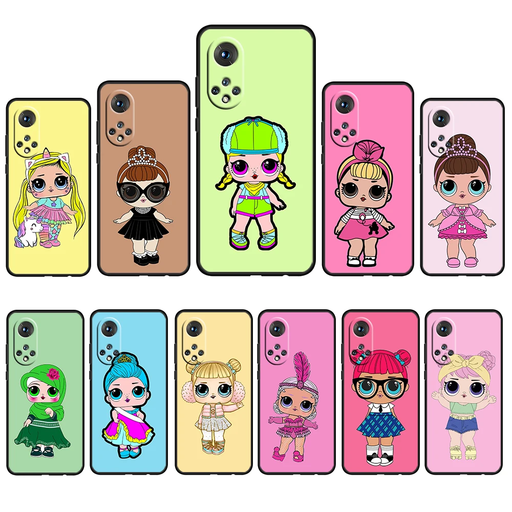 

Girl LOL Surprise Doll Gift For Honor 60 50 20 SE Pro X30 10X 10i 10 9X 9A 8X 8A Lite Silicone Soft TPU Black Phone Case Funda