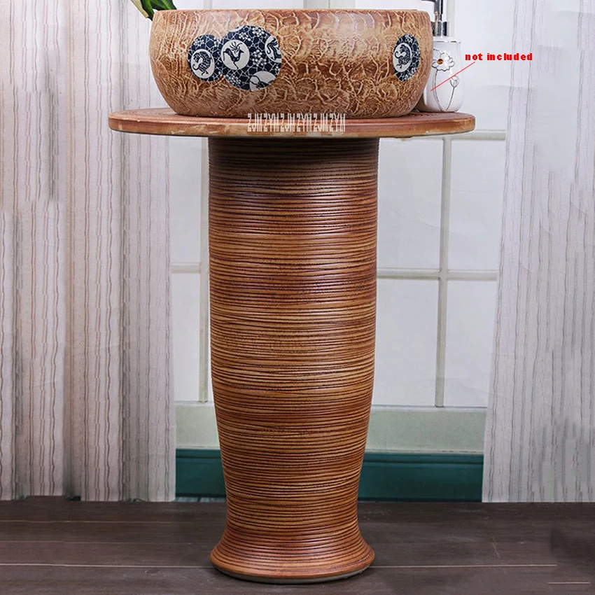 

High Temperature Firing Integral Pedestal Sink Integrated Ceramic Basin Home Vertical Floor Column Wash Basin With Pedestal
