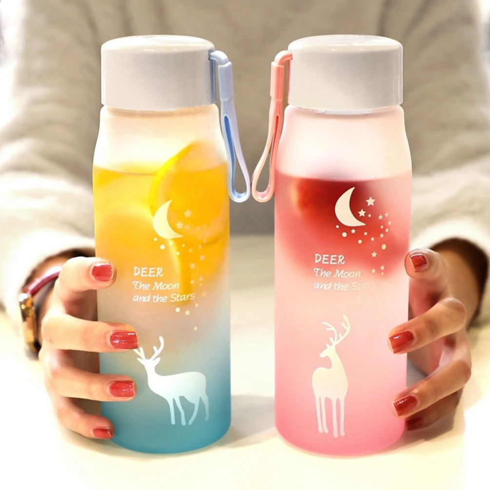

500ml Water Bottle Gradient Plastic Sports Cup Transparent Leakproof Drop-proof Portable Drinking Water Bottle Girl For Outdoor