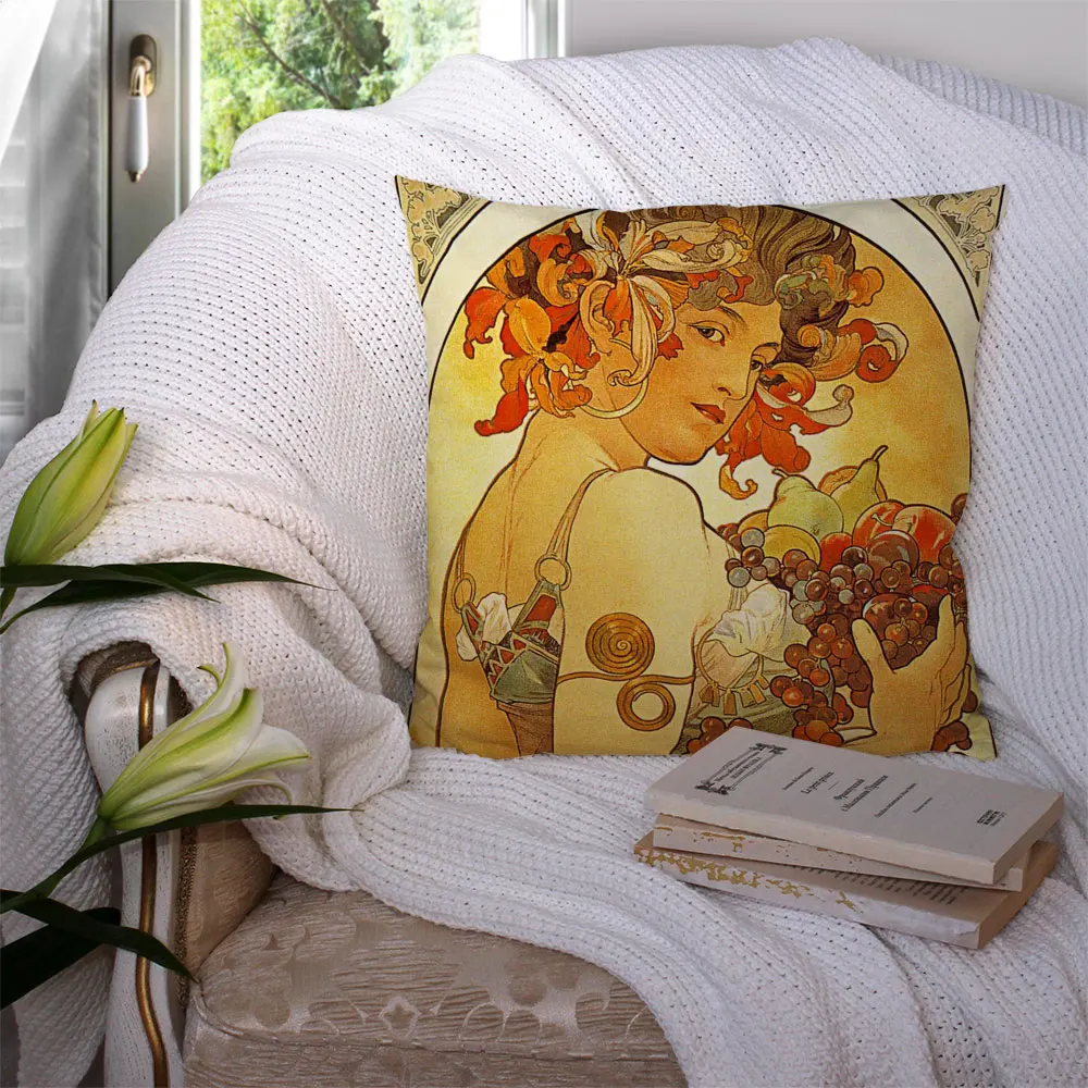 

Light Alphonse Mucha Custom Pillowcase Cushion Cover Home Decor Hotel Car Seat Backrest Sofa Pillow Case 221217-21