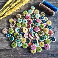wooden round clothing buttons flowers set sewing accessories for needlework handicraft scrapbooking diy decorative natural 15mm