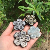 1pc natural labradorite golden obsidian silver obsidian flower hand carved crystal healing stones used for home decoration