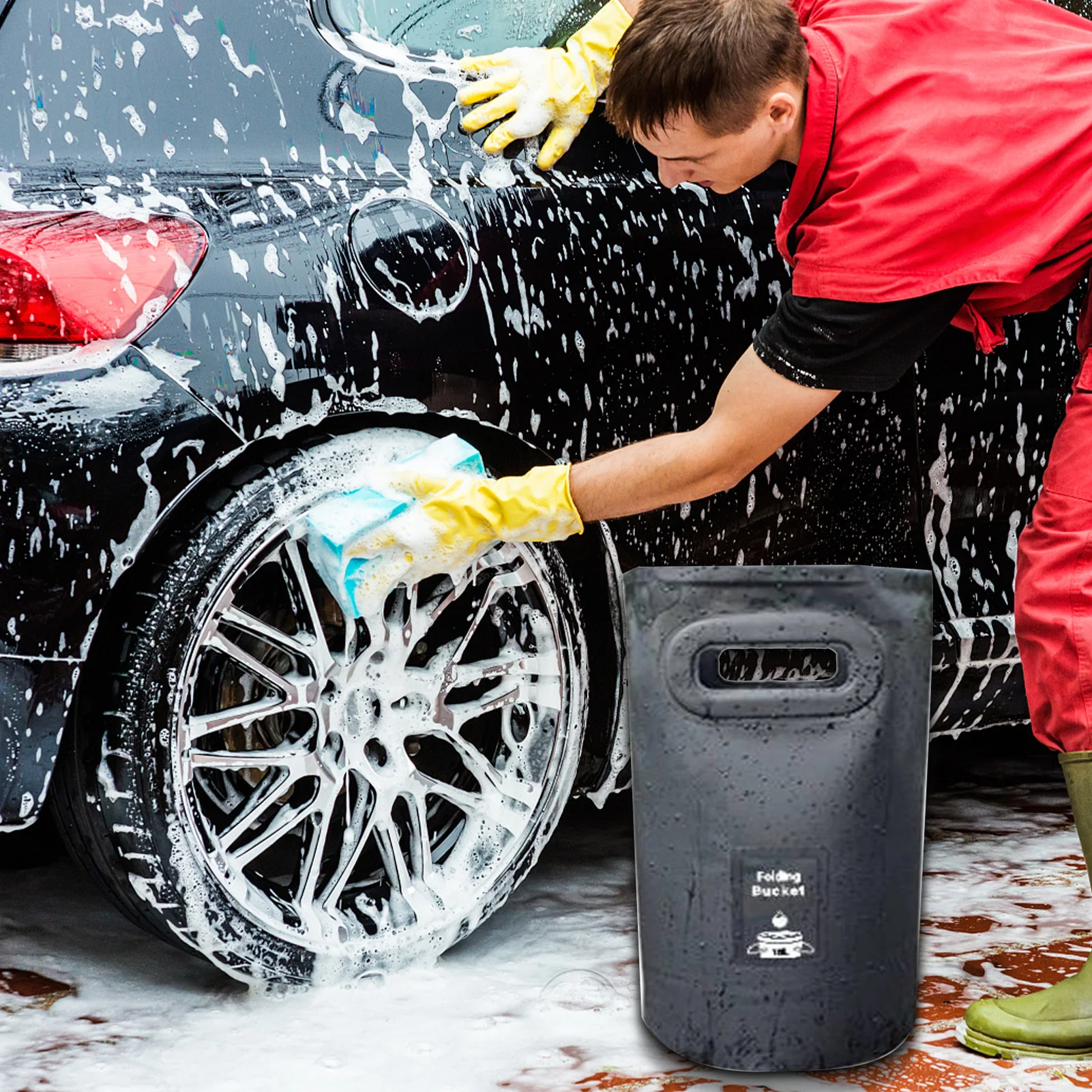 Wodoodporne woreczki na wodę Składane wiadro Przenośne składane zewnątrz Pojemnik umywalkę dla ryb