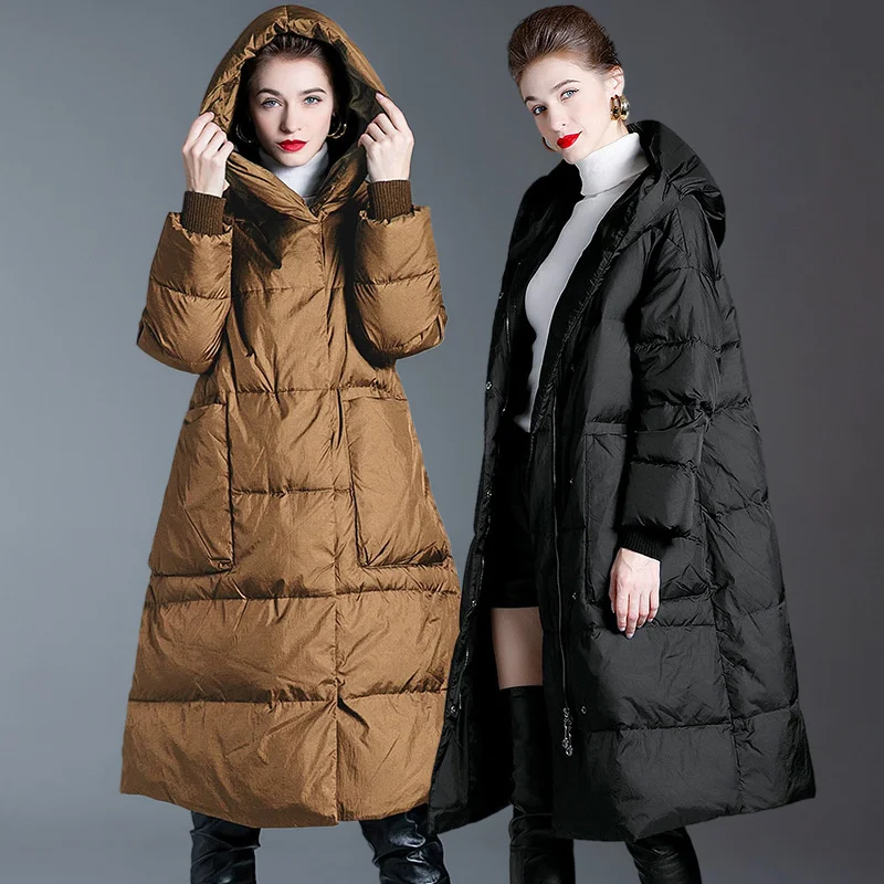 

Large Women's Dress 2022 New Down Jacket Women's Medium Long Knee Length Korean Version Loose Thickened White Duck Down Winter