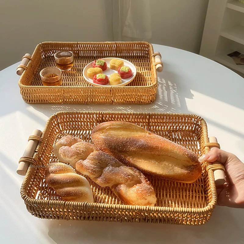 

Японский поднос, поднос для чая, домашняя корзина для фруктов, корзина для хлеба, искусственная плетеная настольная декоративная тарелка для свадьбы