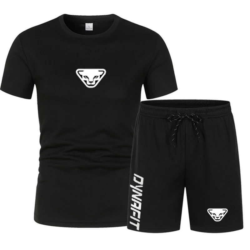 

2023 Summer brand new DYNRFIT men's sports T-shirt + shorts set brand casual breathable jogging pants hip-hop fashion clothing