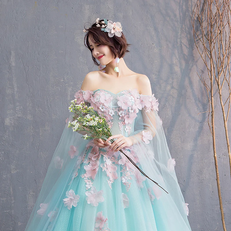 100% Настоящее небесно-голубое розовое шелковое платье с вышитыми цветами