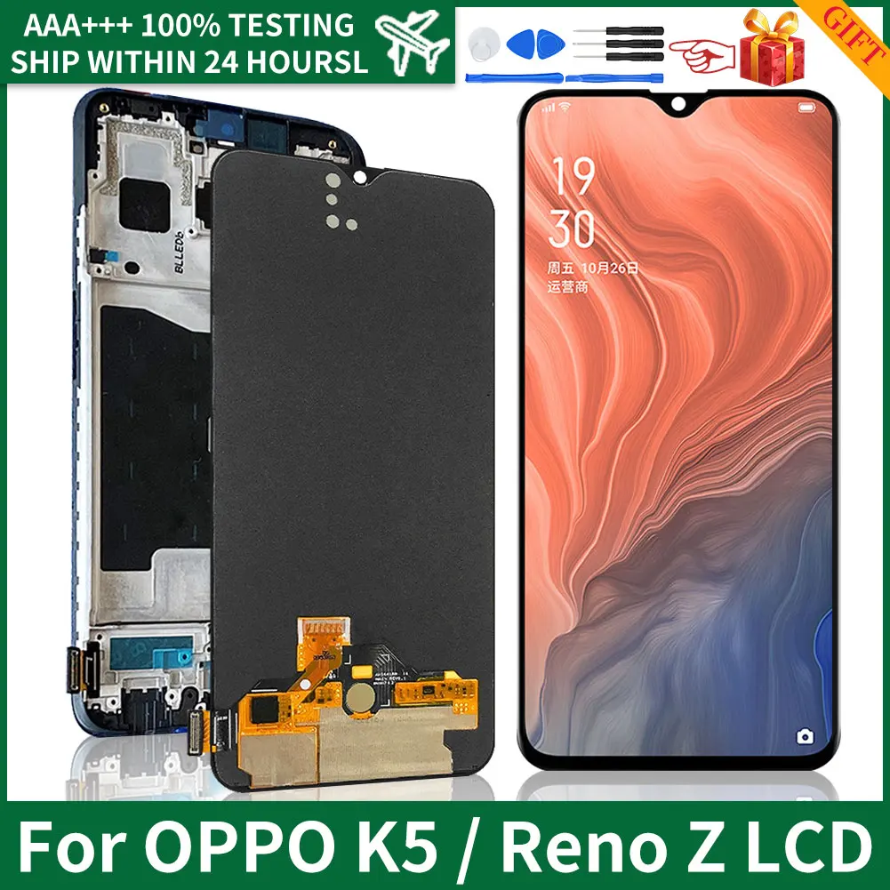 

6.4 '' Super AMOLED TFT For OPPO K5 Reno Z CPH1979 PCDM10 PCDT10 LCD Black With Frame DIsplay Touch Screen Digitizer Assembly