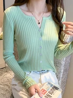 korea style sweater mujer 2022 cardigan women long sleeve top solid knitted cardigans spring atutmn new basic sweaters female