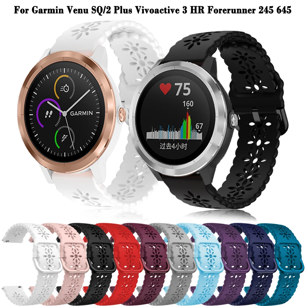 

Кружевной силиконовый ремешок 20 мм для смарт-часов Garmin CAME SQ/2 Plus Vivoactive 3 HR Forerunner 245 645 браслет Correa