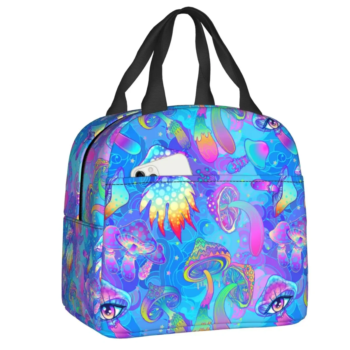 

Psychedelic Magic Mushrooms Insulated Lunch Bag for School Office Resuable Cooler Thermal Lunch Box Women Kids Food Picnic Tote