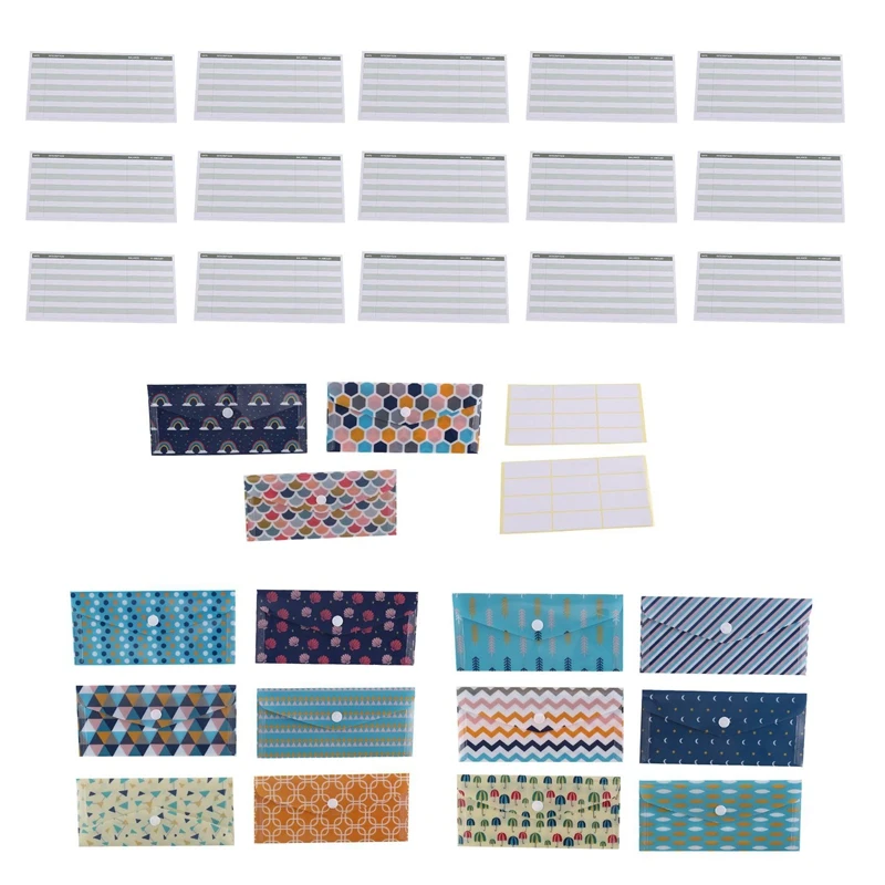 

15Pcs Cash Envelope Waterproof Envelope Expense Tracking Budget Sheets And Stickers