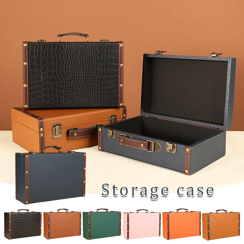 

Ретро-чемодан Настольный органайзер для всякой всячины коробка для хранения документов винтажная коробка для драгоценностей фотография Декор коробка для хранения