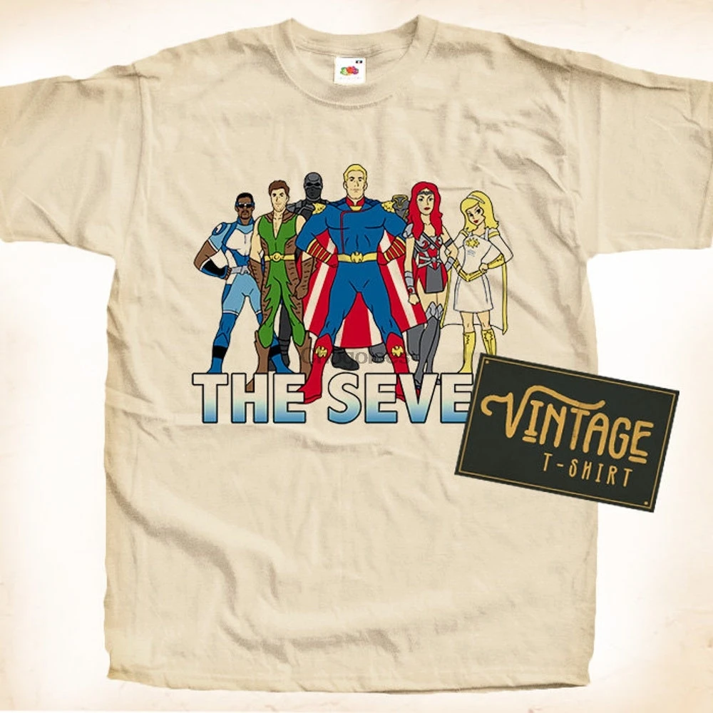 Винтажная Футболка Seven the Boys Women Men унисекс футболка естественного цвета DTG Print S M L XL