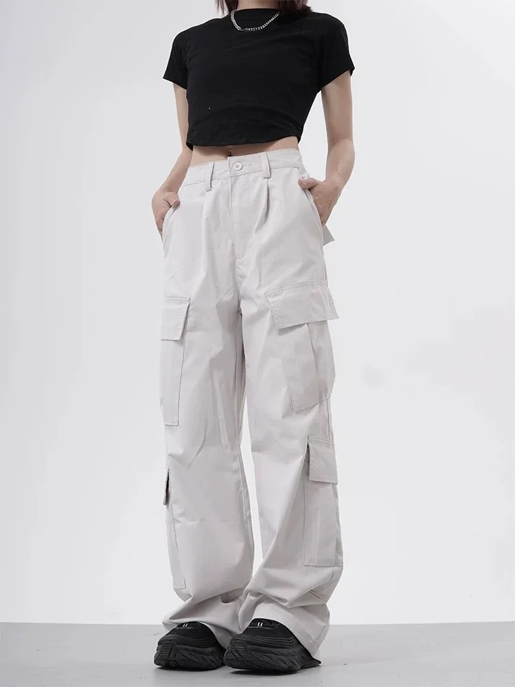 

Винтажные черные брюки-карго Y2k, Женская мешковатая уличная одежда в Корейском стиле, широкие брюки в стиле хиппи, повседневные американские ретро