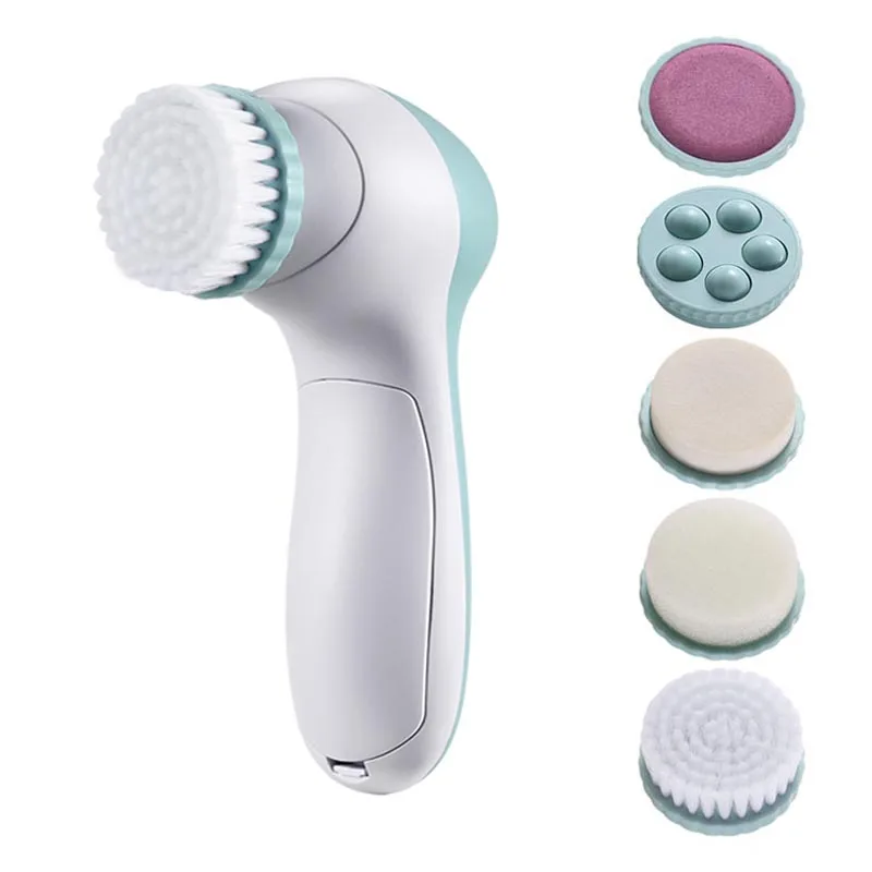 

Electric 5 IN 1 Face Cleansing Brush Facial Cleaner Wash Machine Spa Skin Care Massager Blackhead Cleaning Facial Cleanser Tools