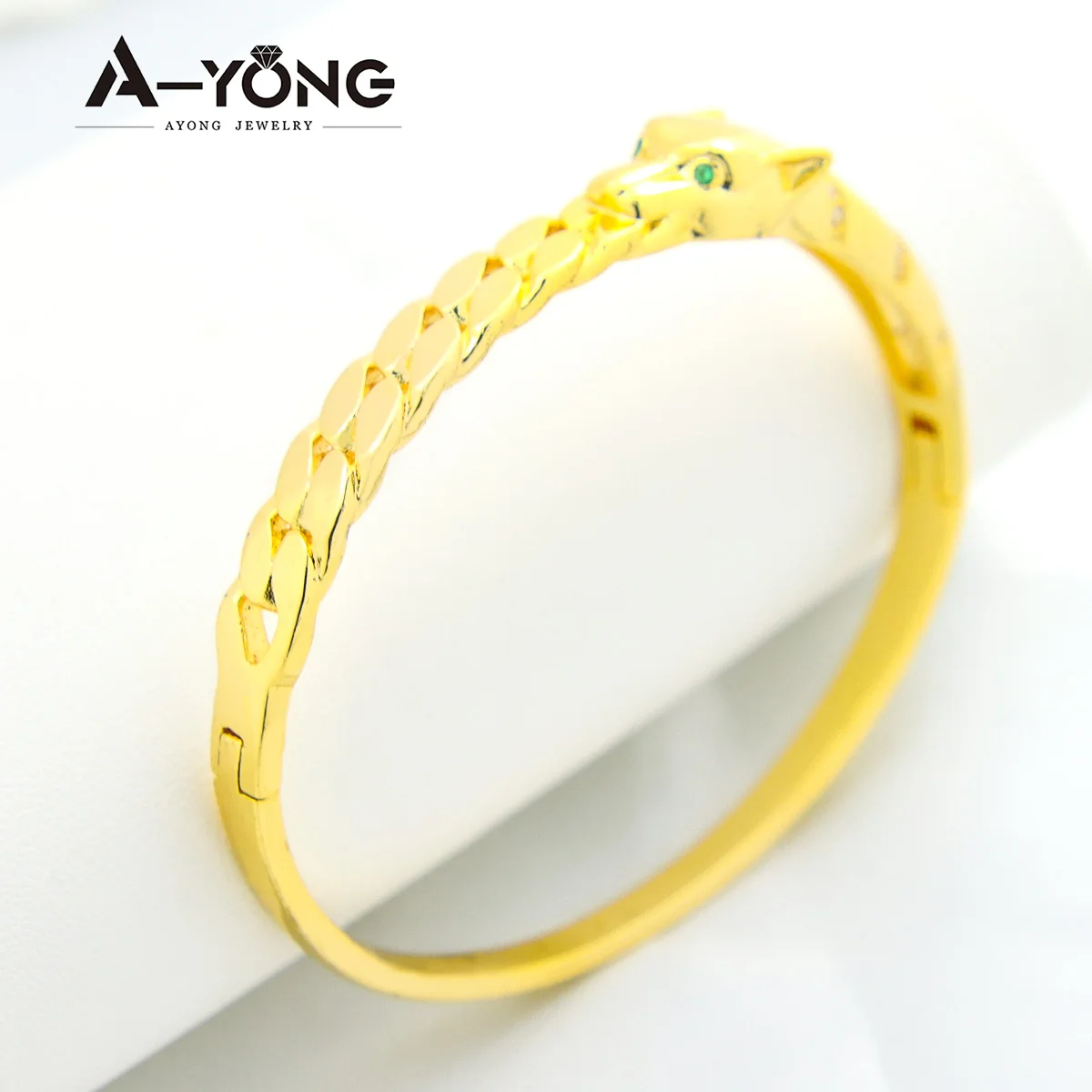 

AYONG Dubai Gold Bracelets 18k Gold Plated Elegant Zircon Cuff Bangle Middle East Jewelry Vintage Wedding Party Parts