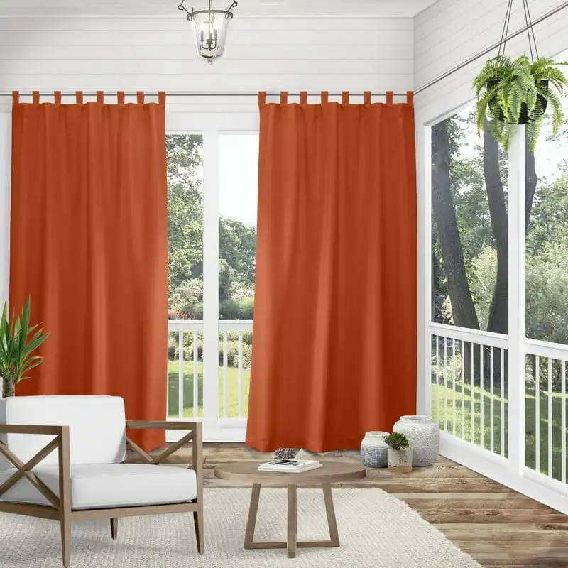 

Indoor/Outdoor Solid Cabana Tab Top Curtain Panel Pair, 54x108, Mecca Orange