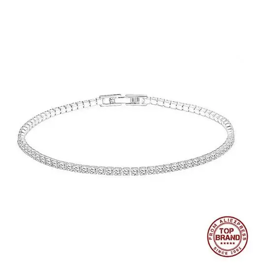 2mm Moissanite Tennis Bracelet 925 Sterling Silver Plated White Gold for Women Man Sparkling Party Jewelry