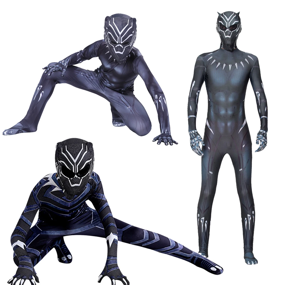 

Movie Kids Black Panther Tights Suit Mask Superhero Jumpsuits Purim Carnival Cosplay Halloween Party Gift Bodysuits Dress Up